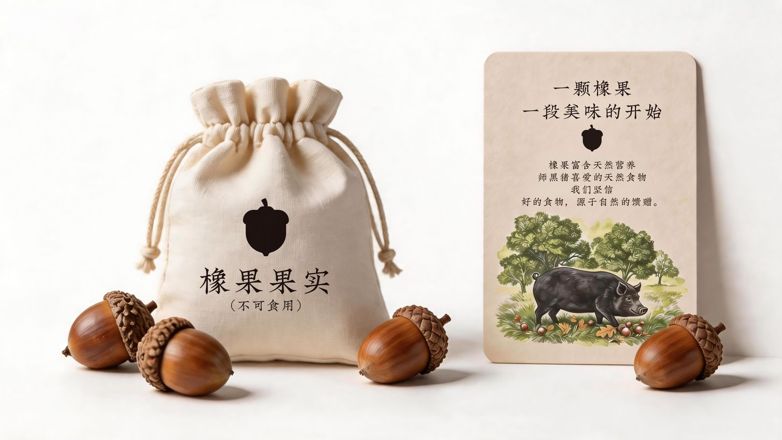 橡果袋子与卡片